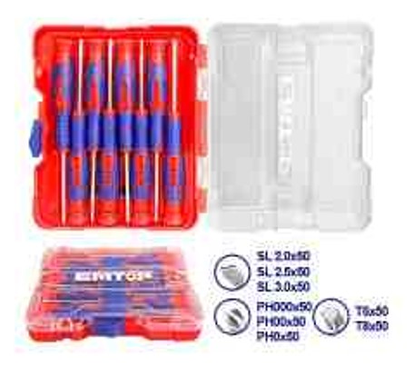 Professional 8 Piece Precision Screwdriver Set Cr-V - Ergonomic Comfort Grip Complete Workshop Tool Set Plastic Box Packed Quality Precision Tool